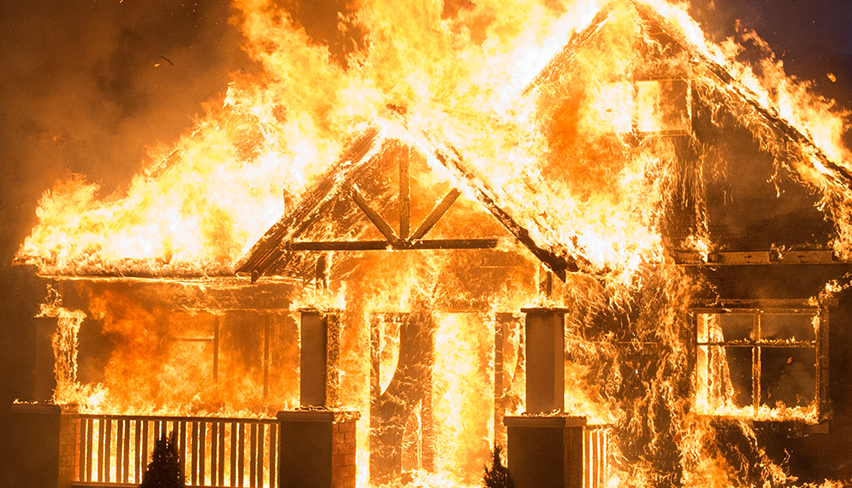 Home on fire - How to Prevent and Plan for House Fires - Landing Page Image